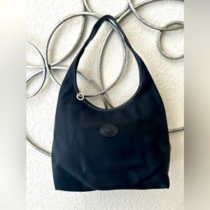 LONGCHAMP Black Le Pliage Medium Tote Bag Nylon Hobo Shoulder Bag Purse